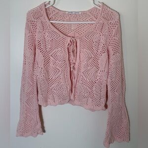 Celebrity Pink Light Pink Crochet Cardigan